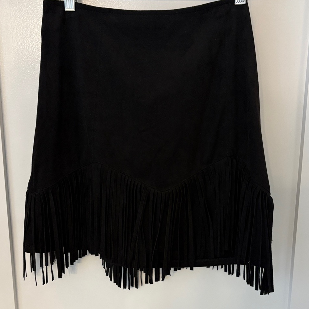 Miami Black Mini Skirt with Fringe